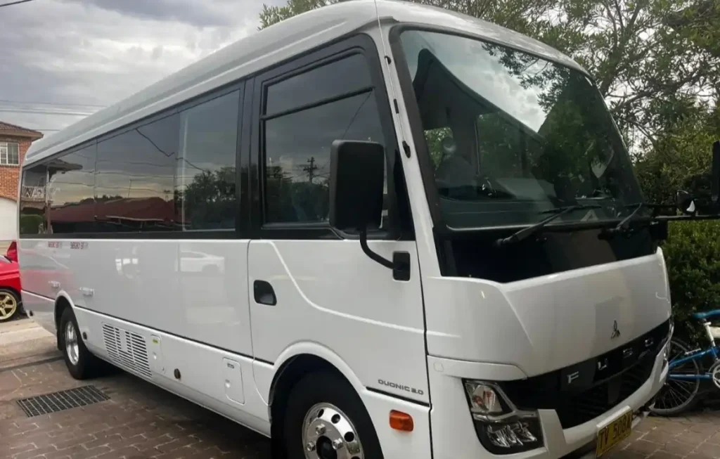 white 24 seater mini coach bus sydney